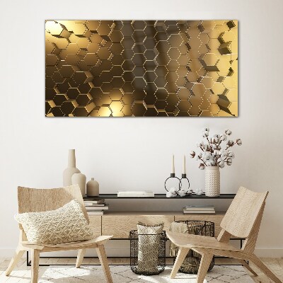 Tableau verre imprimé Hexagones dorés dans l'espace