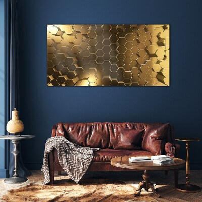 Tableau verre imprimé Hexagones dorés dans l'espace