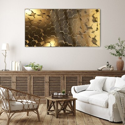Tableau verre imprimé Hexagones dorés dans l'espace