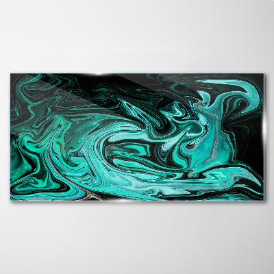 Tableau en verre Tourbillons turquoise d'abstraction