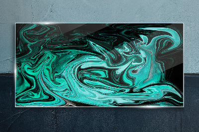 Tableau en verre Tourbillons turquoise d'abstraction