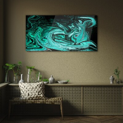 Tableau en verre Tourbillons turquoise d'abstraction