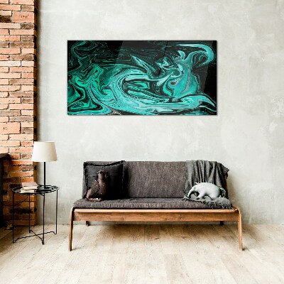 Tableau en verre Tourbillons turquoise d'abstraction