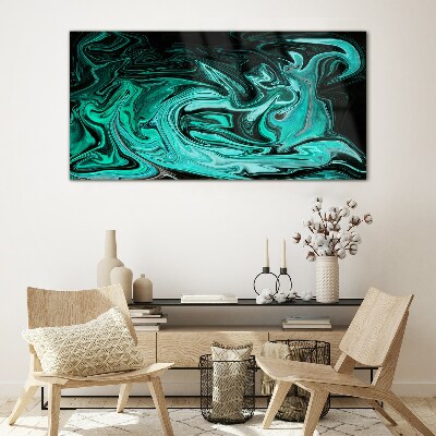 Tableau en verre Tourbillons turquoise d'abstraction