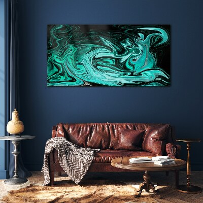Tableau en verre Tourbillons turquoise d'abstraction