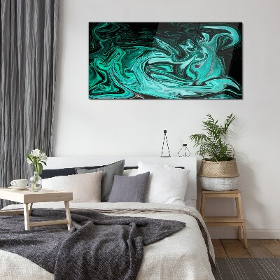 Tableau en verre Tourbillons turquoise d'abstraction