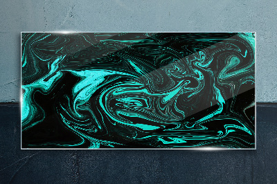 Tableau sur verre Tourbillons verts et noirs d'abstraction