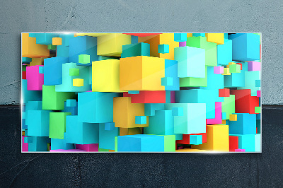 Tableau sur verre Cubes colorés sur fond 3D