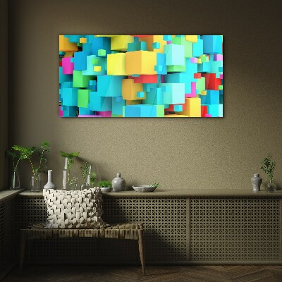 Tableau sur verre Cubes colorés sur fond 3D