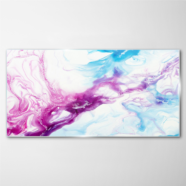Tableau imprimé sur verre Des vagues de couleurs en bleu et rose