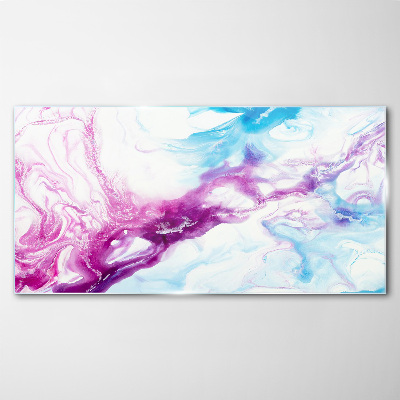 Tableau imprimé sur verre Des vagues de couleurs en bleu et rose