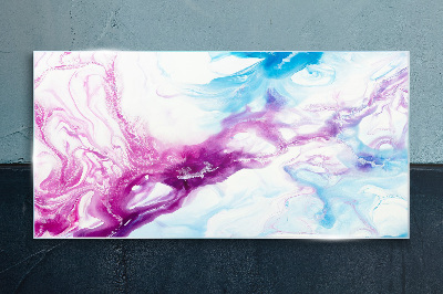 Tableau imprimé sur verre Des vagues de couleurs en bleu et rose