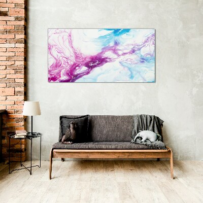 Tableau imprimé sur verre Des vagues de couleurs en bleu et rose