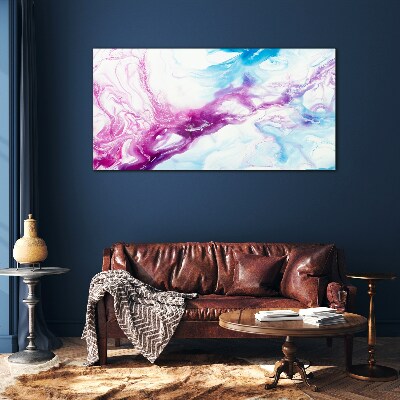 Tableau imprimé sur verre Des vagues de couleurs en bleu et rose