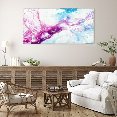 Tableau imprimé sur verre Des vagues de couleurs en bleu et rose