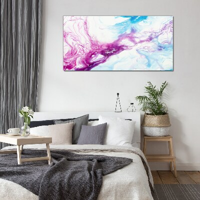 Tableau imprimé sur verre Des vagues de couleurs en bleu et rose