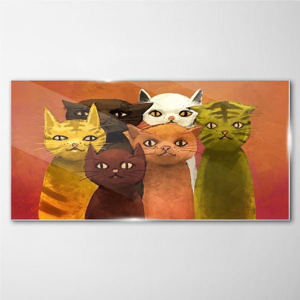 Tableau verre imprimé Des chats en harmonie colorée