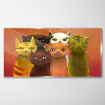 Tableau verre imprimé Des chats en harmonie colorée