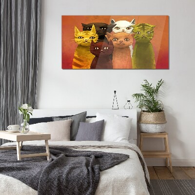 Tableau verre imprimé Des chats en harmonie colorée