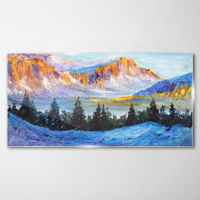 Tableau en verre Paysage de montagne hivernal