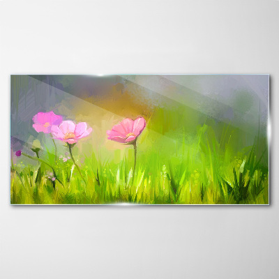 Tableau sur verre Un rêve floral aux couleurs pastel