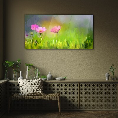 Tableau sur verre Un rêve floral aux couleurs pastel