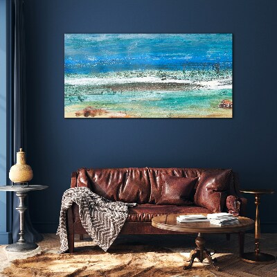 Tableau imprimé sur verre Mer calme aux nuances de bleu