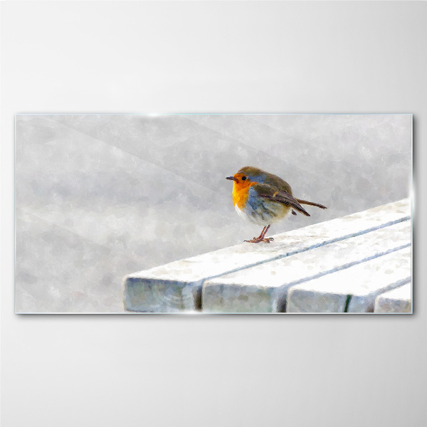 Tableau photo sur verre Robin sur un tableau blanc