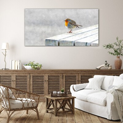 Tableau photo sur verre Robin sur un tableau blanc
