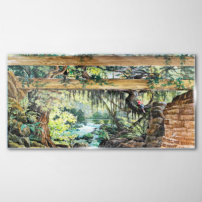 Tableau sur verre Paysage tropical avec une cascade