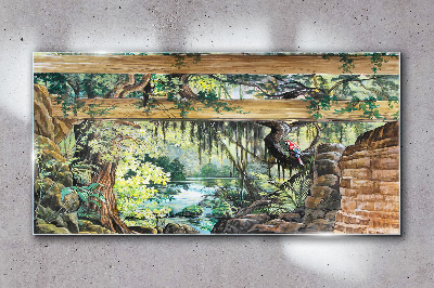 Tableau sur verre Paysage tropical avec une cascade