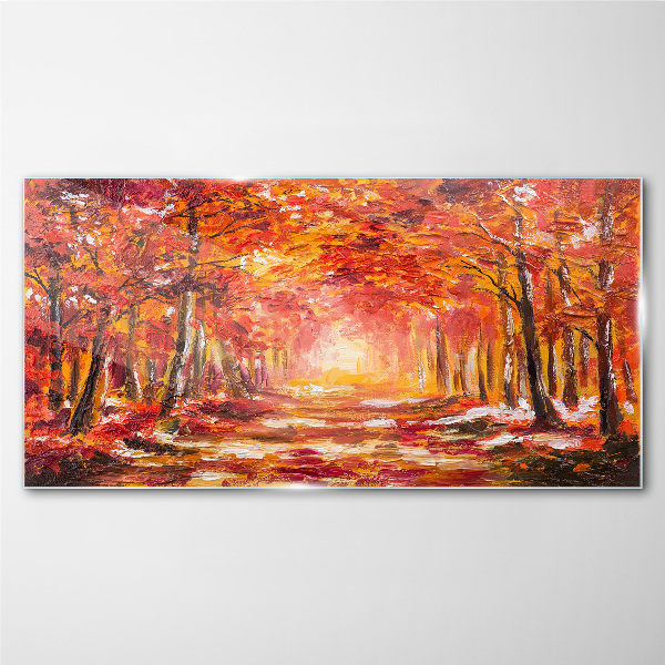 Tableau imprimé sur verre Reflets d'automne dans la forêt