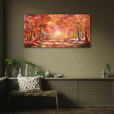 Tableau imprimé sur verre Reflets d'automne dans la forêt