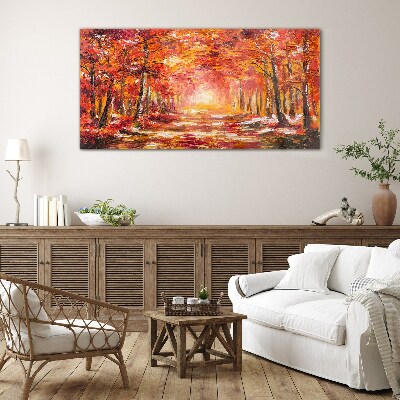 Tableau imprimé sur verre Reflets d'automne dans la forêt