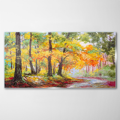 Tableau verre imprimé Allée d'arbres d'automne