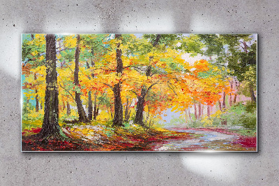Tableau verre imprimé Allée d'arbres d'automne