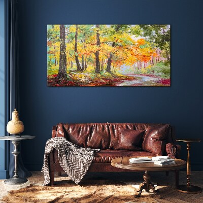 Tableau verre imprimé Allée d'arbres d'automne