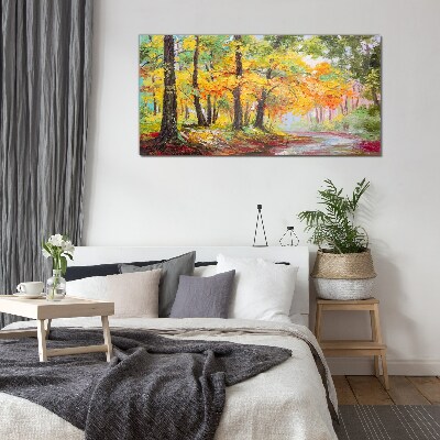 Tableau verre imprimé Allée d'arbres d'automne