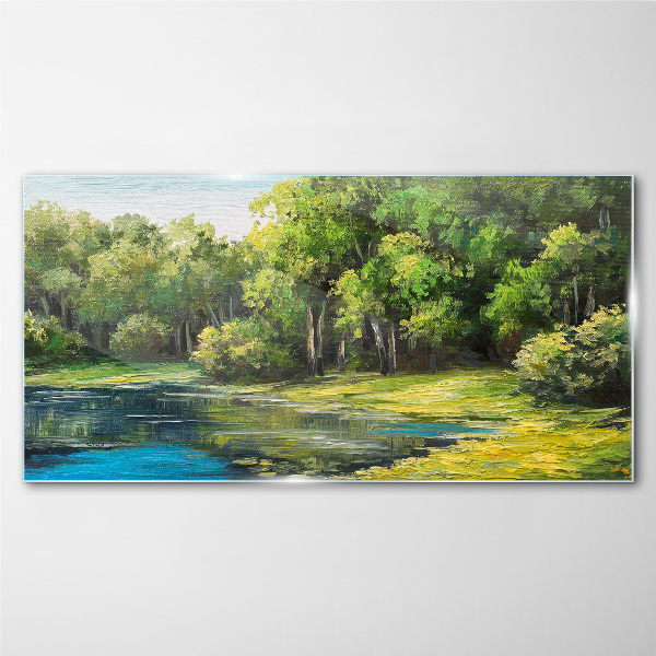 Tableau en verre Paysage verdoyant au bord de l'eau