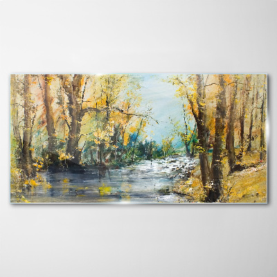Tableau verre imprimé Paysage d'automne au bord de la rivière