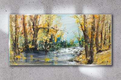 Tableau verre imprimé Paysage d'automne au bord de la rivière