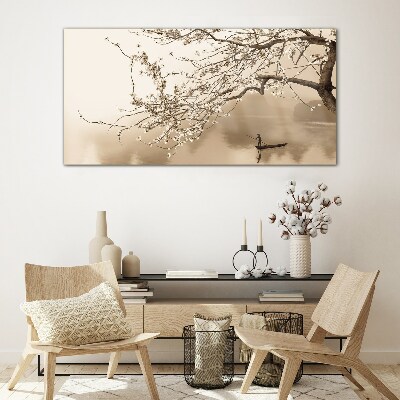 Tableau en verre Paysage aux tons sépia