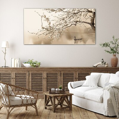Tableau en verre Paysage aux tons sépia