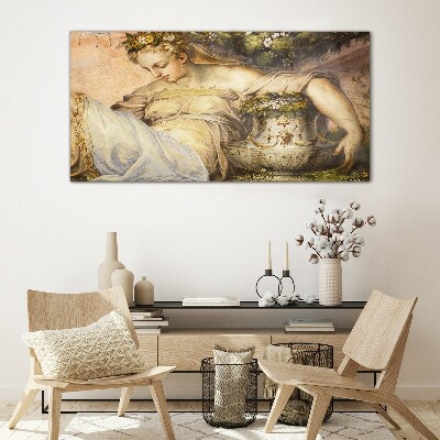 Tableau verre imprimé Muse dans le jardin