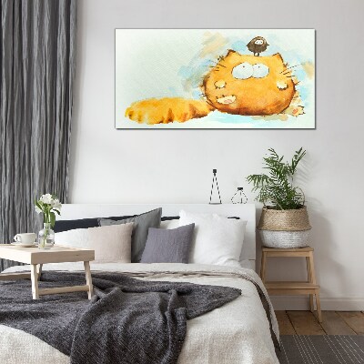 Tableau photo sur verre Un chat avec un oiseau