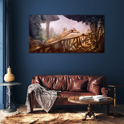 Tableau verre imprimé Rencontre avec des girafes au zoo