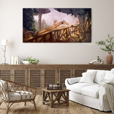 Tableau verre imprimé Rencontre avec des girafes au zoo