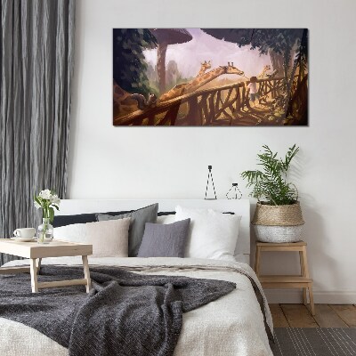 Tableau verre imprimé Rencontre avec des girafes au zoo