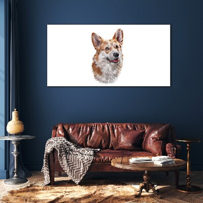 Tableau photo sur verre Portrait d'un chien Corgi joyeux