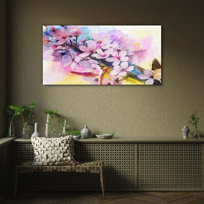 Tableau en verre Une explosion florale de couleurs